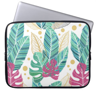 Housse Pour Ordinateur Portable Feuilles tropicaux. Motif sans couture botanique.
