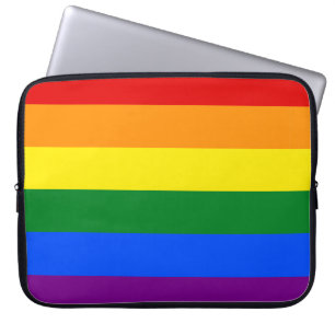 Housse Pour Ordinateur Portable Fierté LGBT Arc-en-ciel strié