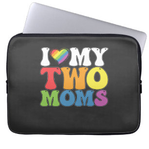 Housse Pour Ordinateur Portable Fierté LGBT J'aime mes deux mamans Gay Lesbienne S