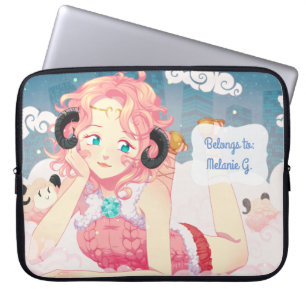 Housse Pour Ordinateur Portable Fille d'anime d'Ares avec les moutons roses
