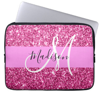 Housse Pour Ordinateur Portable Fille et Glam Parties scintillant rose chaud étinc