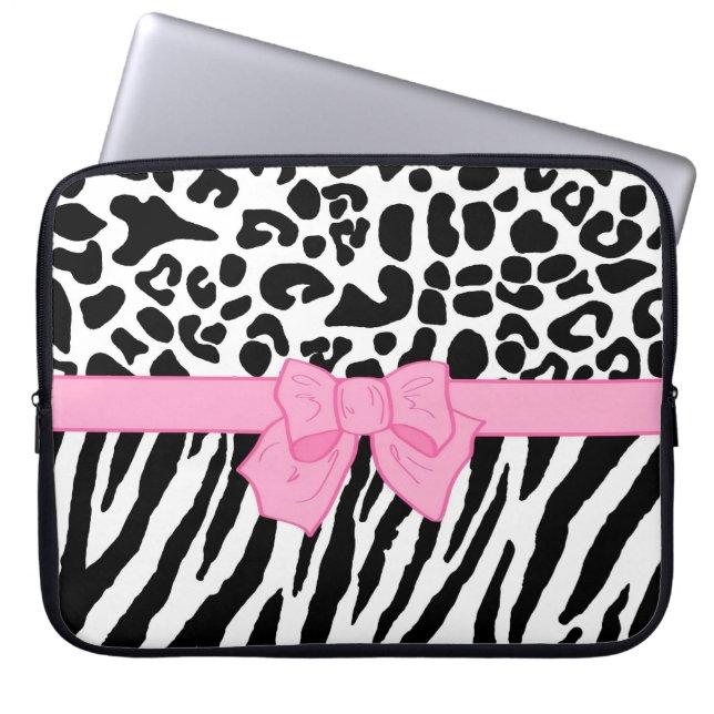 Housse Pour Ordinateur Portable Fille Leopard Zebra Poster de animal et mignonne c (Devant)