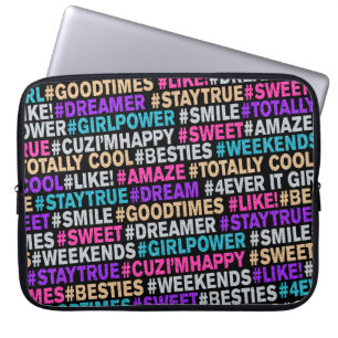 Housse Pour Ordinateur Portable Filles Cadeaux Bright Parties scintillant Hashtags
