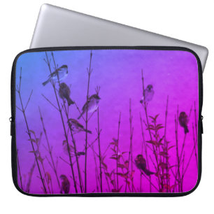 Housse Pour Ordinateur Portable Filtre violet de la photo des oiseaux du jardin