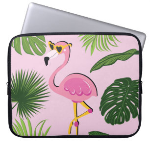 Housse Pour Ordinateur Portable Flamant rose Palm Feuille Tropical Design