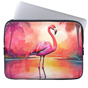 Housse Pour Ordinateur Portable Flamant rose tropicale dynamique