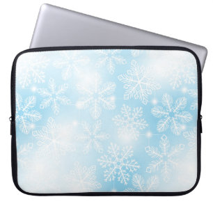 Housse Pour Ordinateur Portable Flammes de neige et lumières bleues