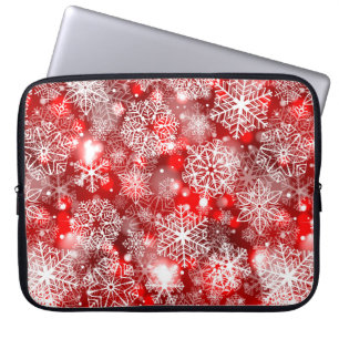 Housse Pour Ordinateur Portable Flammes de neige sur rouge