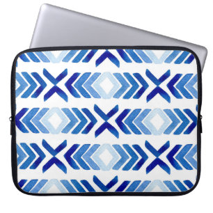 Housse Pour Ordinateur Portable Flèches bleu Rhombus Motif aquarelle