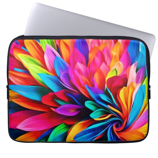 Housse Pour Ordinateur Portable Fleur arc-en-ciel Abstraite (Devant)
