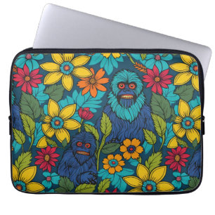 Housse Pour Ordinateur Portable Fleur de Bigfoot Yéti Sasquatch sauvage audacieuse