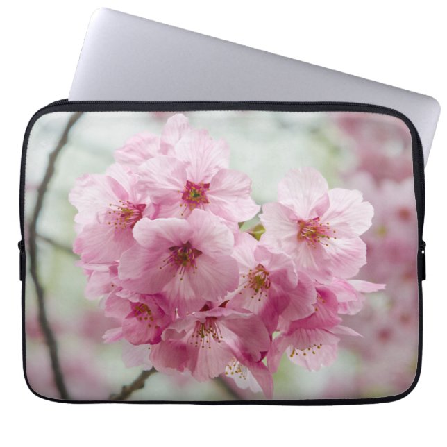 Housse Pour Ordinateur Portable Fleur de cerisier, Photographie rose (Devant)