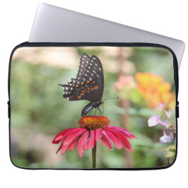 Housse Pour Ordinateur Portable Fleur de cône noire orientale
