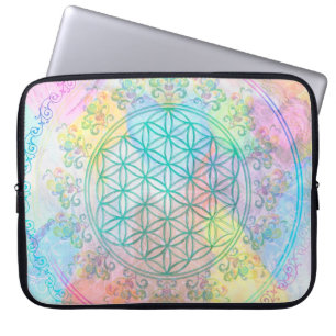 Housse Pour Ordinateur Portable Fleur de vie / Blume des Lebens - Coeurs d'amour