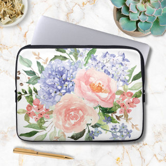 Housse Pour Ordinateur Portable Fleur d'hortensia rose bleu Floral de printemps
