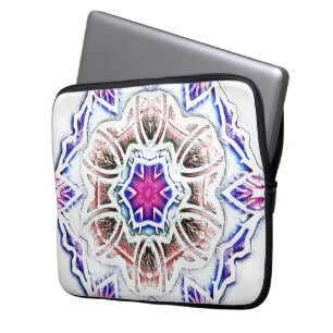 Housse Pour Ordinateur Portable Fleur en texture plâtre, ombre douce sur blanc