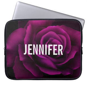 Housse Pour Ordinateur Portable Fleur gothique de rose violet-rouge