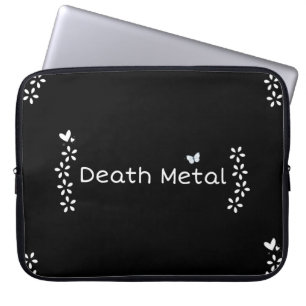 Housse Pour Ordinateur Portable Fleur noire "Death Metal" avec papillons