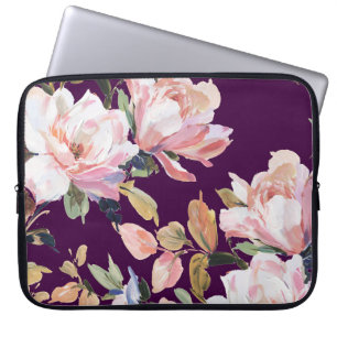 Housse Pour Ordinateur Portable Fleur peinte à la main, florale, aquarelle, art, v