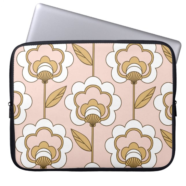 Housse Pour Ordinateur Portable Fleur rétro : motif vintage sans soudure. (Devant)