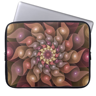 Housse Pour Ordinateur Portable Fleur surréaliste brillante Art fractal abstrait m
