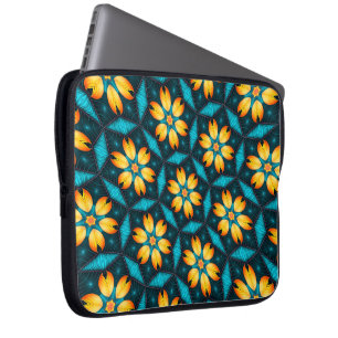 Housse Pour Ordinateur Portable Fleurs Abstraites jaunes
