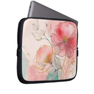 Housse Pour Ordinateur Portable Fleurs aquarelles Arrière - plan élégant