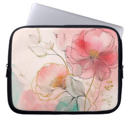 Housse Pour Ordinateur Portable Fleurs aquarelles Arrière - plan élégant