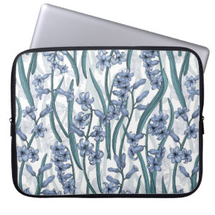 Housse Pour Ordinateur Portable Fleurs Blue Hyacinth sur blanc