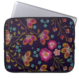Housse Pour Ordinateur Portable Fleurs brodées : mode sans couture motif