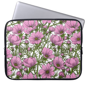 Housse Pour Ordinateur Portable Fleurs Cosmos roses