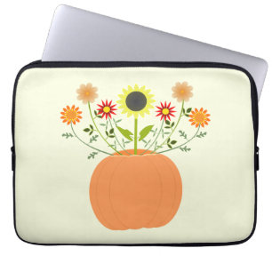 Housse Pour Ordinateur Portable Fleurs d'action de grâce en Citrouille