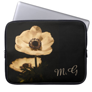 Housse Pour Ordinateur Portable Fleurs d'anémone élégantes Initiales