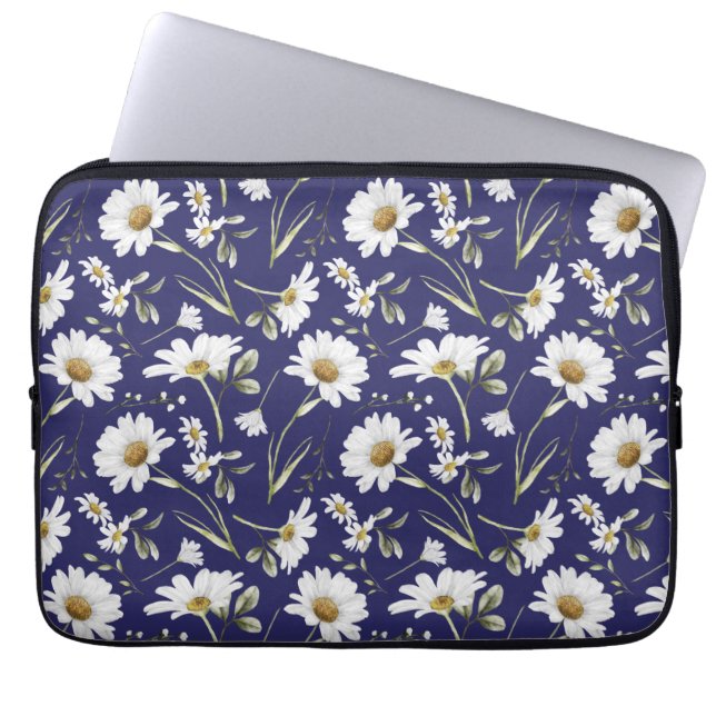 Housse Pour Ordinateur Portable Fleurs d'aquarelle blanche (Devant)