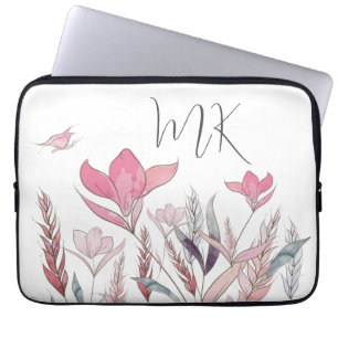 Housse Pour Ordinateur Portable Fleurs de aquarelle personnalisées Art floral 