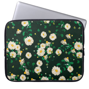 Housse Pour Ordinateur Portable Fleurs de broderie et motif sans couture feuille.