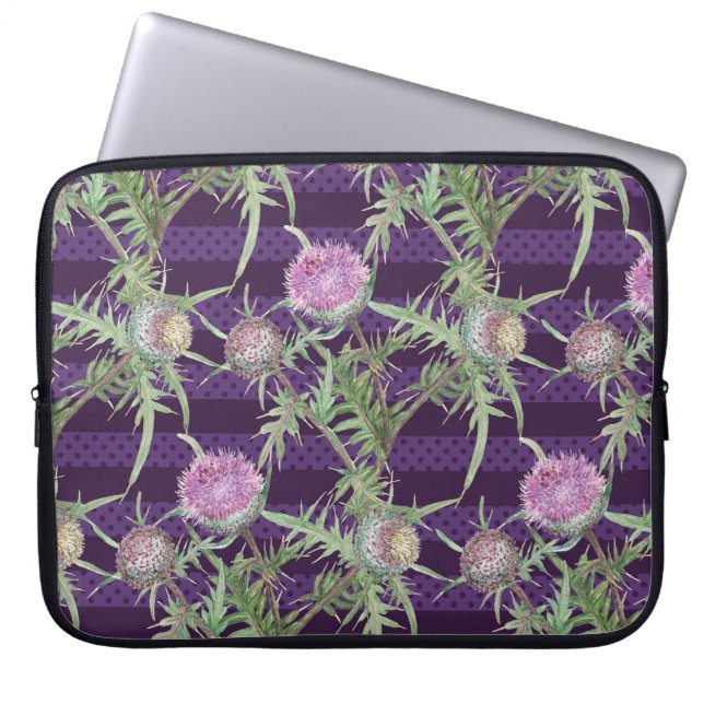 Housse Pour Ordinateur Portable Fleurs de chardon (Devant)