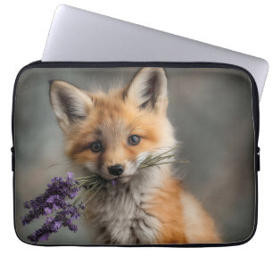 Housse Pour Ordinateur Portable Fleurs de lavande fermées pour kit Fox adorable