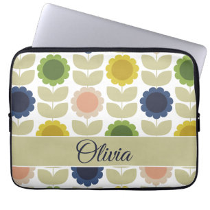 Housse Pour Ordinateur Portable Fleurs de l'Été Rétro Groovy Tiges