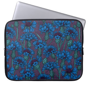 Housse Pour Ordinateur Portable Fleurs de maïs bleues, fleurs sauvages