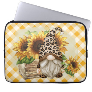 Housse Pour Ordinateur Portable Fleurs de soleil léopard Gnome