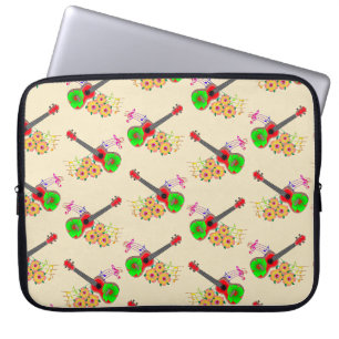 Housse Pour Ordinateur Portable Fleurs d'Hibiscus Ukulele hawaïen