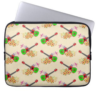Housse Pour Ordinateur Portable Fleurs d'Hibiscus Ukulele hawaïen
