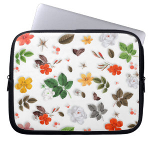Housse Pour Ordinateur Portable Fleurs jaunes et roses blanches 15