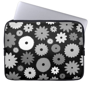 Housse Pour Ordinateur Portable Fleurs monochromes grand motif