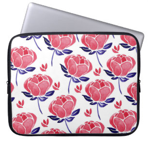 Housse Pour Ordinateur Portable Fleurs printanières, aquarelle motif sans couture.
