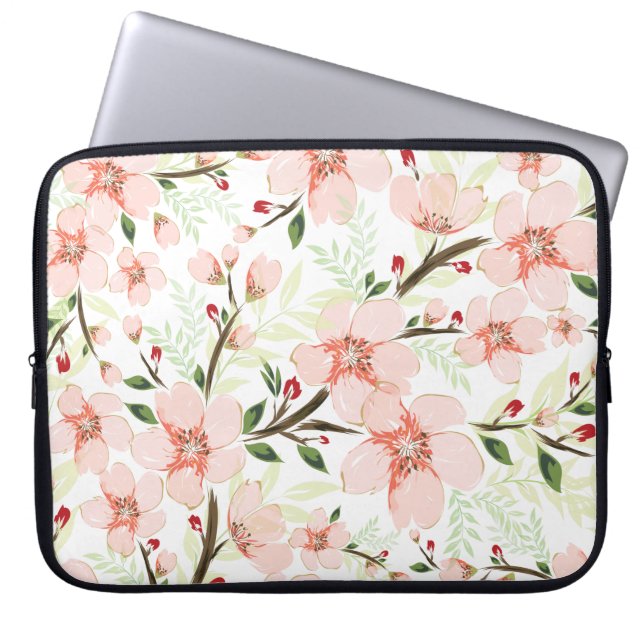 Housse Pour Ordinateur Portable Fleurs roses (Devant)
