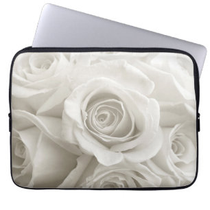 Housse Pour Ordinateur Portable Fleurs   Roses blanches