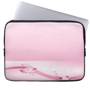 Housse Pour Ordinateur Portable Fleurs roses dans les vagues