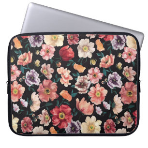 Housse Pour Ordinateur Portable Fleurs solides abstraites en arrangement complet,